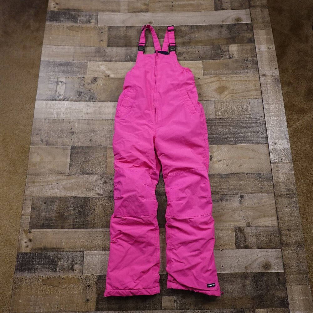 Lands’ End Squall Snow Bib Overalls Girls 12 Pink Winter Ski